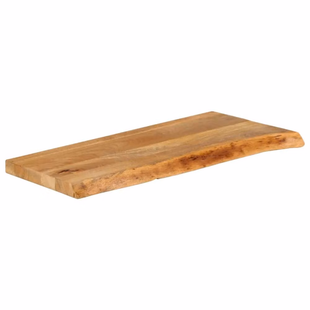 Berkfield Home Table Top Live Edge Solid Wood Mango Wood in Brown W: 80 cm, D: 40 cm, H: 3.8 cm – 2