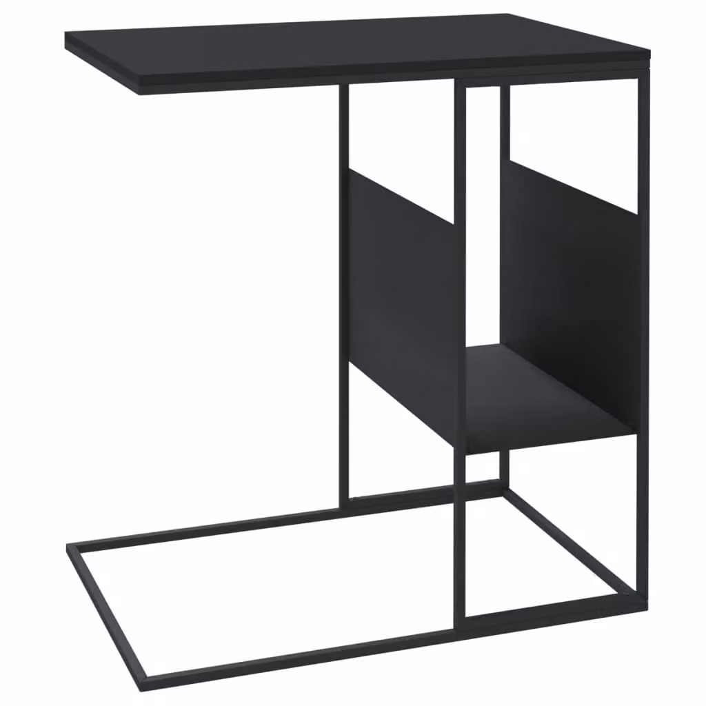 Berkfield Home Modern Black Side Table in Engineered Wood W/D/H: 55 x 36 x 59.5 cm – 3