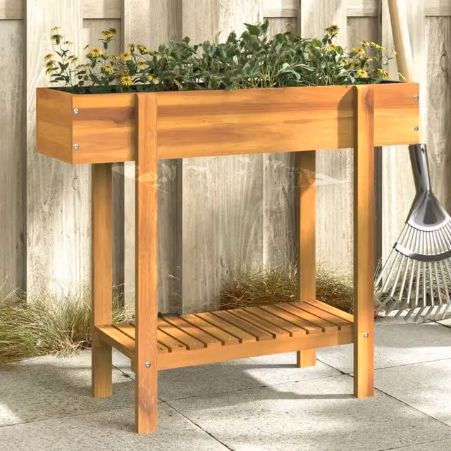 Berkfield Home Garden Raised Bed in Brown Solid Acacia Wood, W/D/H: 90 x 30 x 75 cm