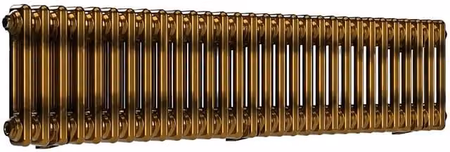 Lux Heat Horizontal Brass Lacquer Column Radiator in Gold and Brown, H 137 cm x W 30 cm