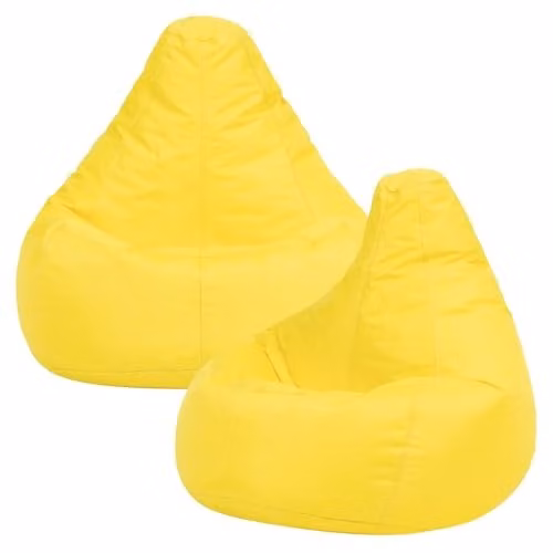 Bean Bag Bazaar 2 Pack of Yellow Outdoor Kids Bean Bags with Filling, Water Repellent and UV Weatherproof Textile
