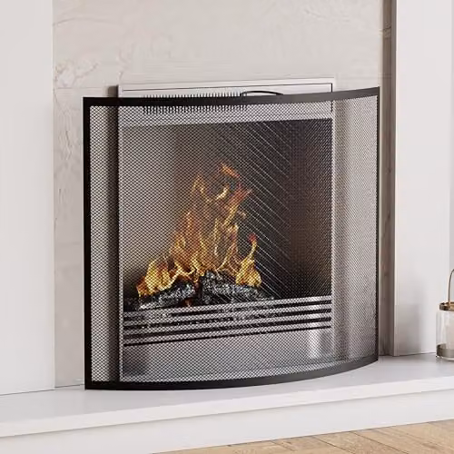 Fire Vida Buckton Spark Guard Fire Screen in Black, H 66.0 cm x W 60.0 cm x D 8.0 cm – 2