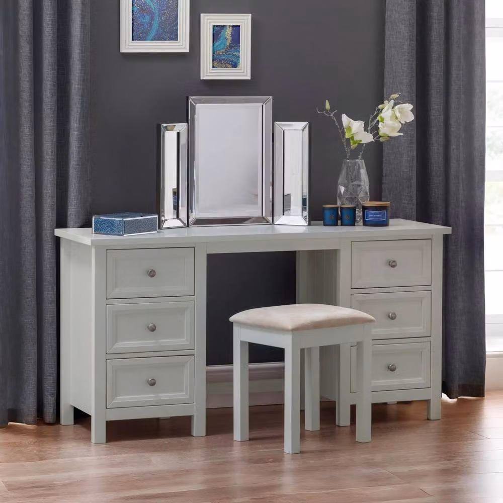 Cheshire Premium Solace Dressing Table in Dove Grey and Pale Grey, W/D/H: 145.0 x 74.5 x [missing] cm – 2