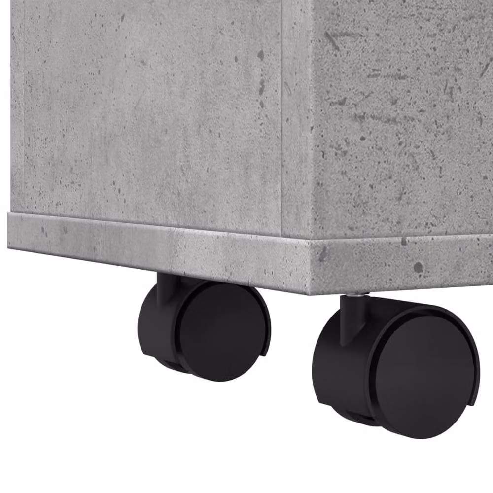 Berkfield Home Narrow Bathroom Cabinet with Wheels in Concrete Grey Engineered Wood, H 90 x W 23 x D 65 cm – 3