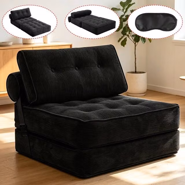 FORGEVIO 3-in-1 Convertible Sofa Bed and Foldable Couch in Black – 1