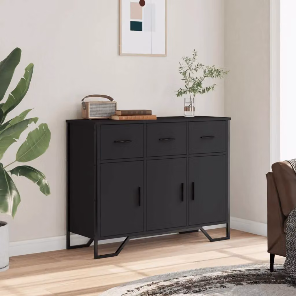 Berkfield Home Modern Black Matt Sideboard, W/D/H: 97 x 32.5 x 74.5 cm – 3