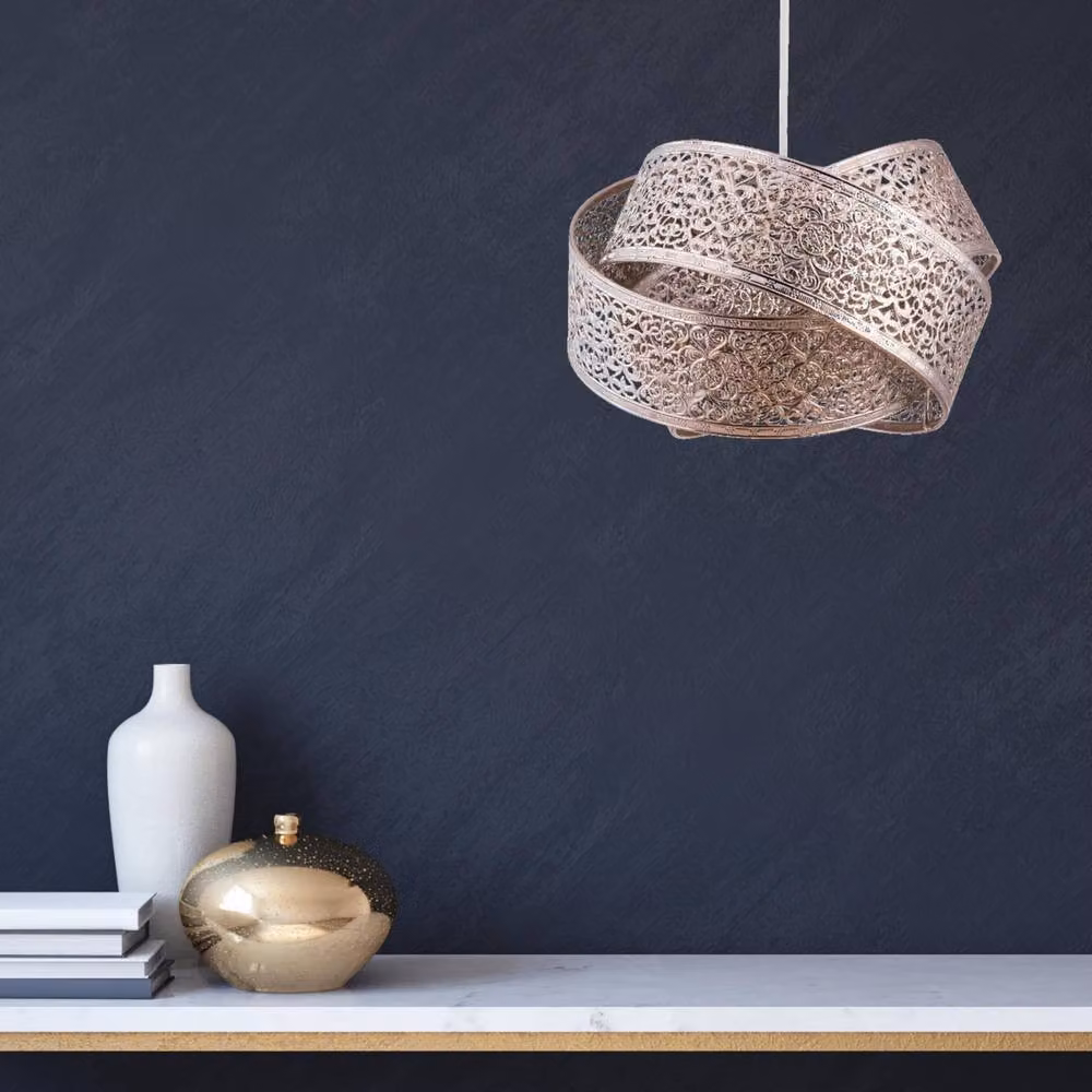 First Choice Lighting Moroccan Style Round Layered Ceiling Light Shade in Silver and Chrome – 2