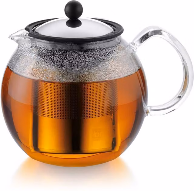 Bodum ASSAM Tea Press with Stainless Steel Filter in Metallic Silver, 1500ml – 1
