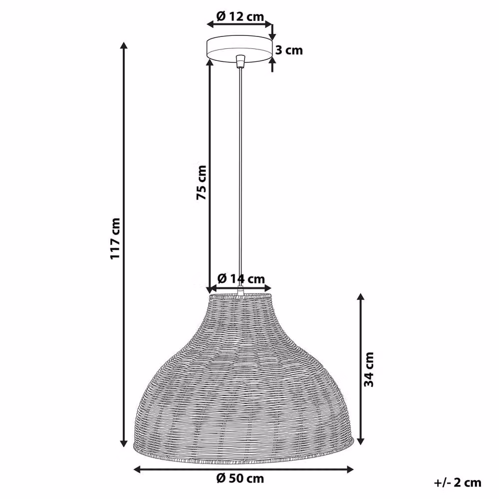 Wyld and Coco Rattan Bell Pendant Lamp in Beige – 2