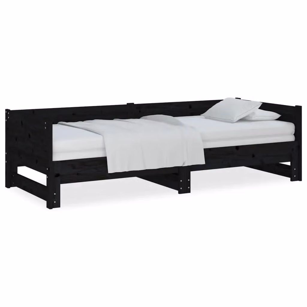 Berkfield Home Black Solid Wood Pine Pull-out Day Bed with Drawers, W/D/H: 180 x 200 x 90 cm – 2