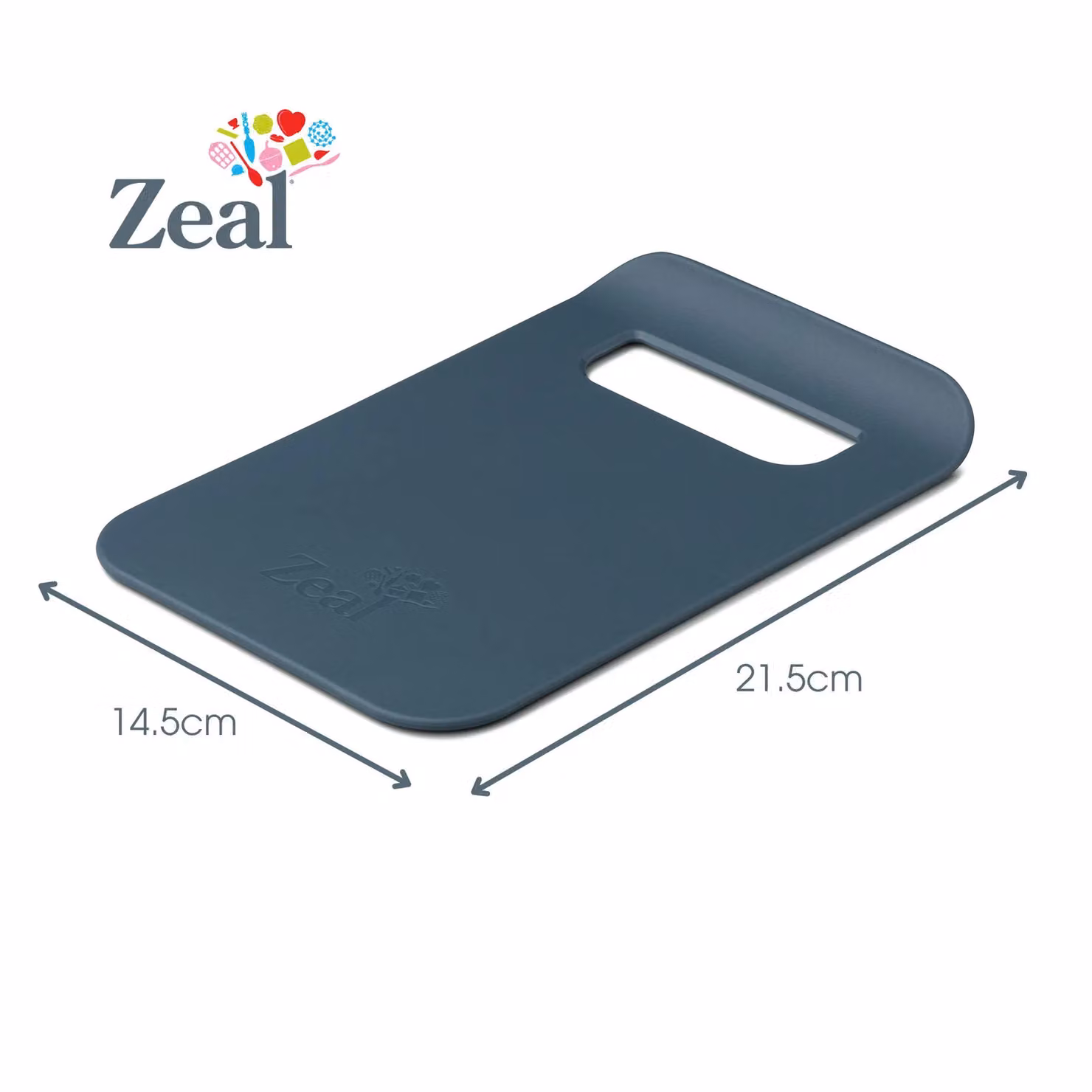 Zeal Slim Straight to Pan Small Rectangular Plastic Chopping Board with Handle in Blue – 2