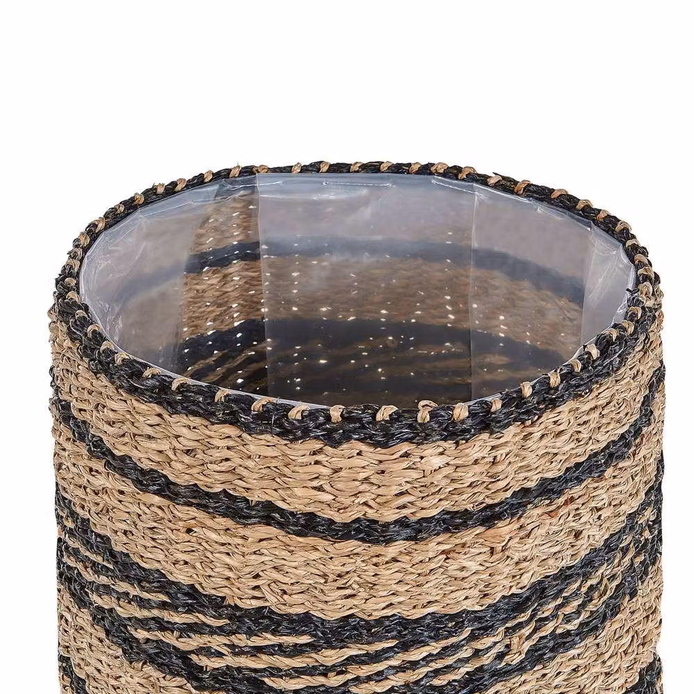 Wyld and Coco Set of 3 Seagrass Plant Baskets in Brown and Sand with Natural Finish – 4