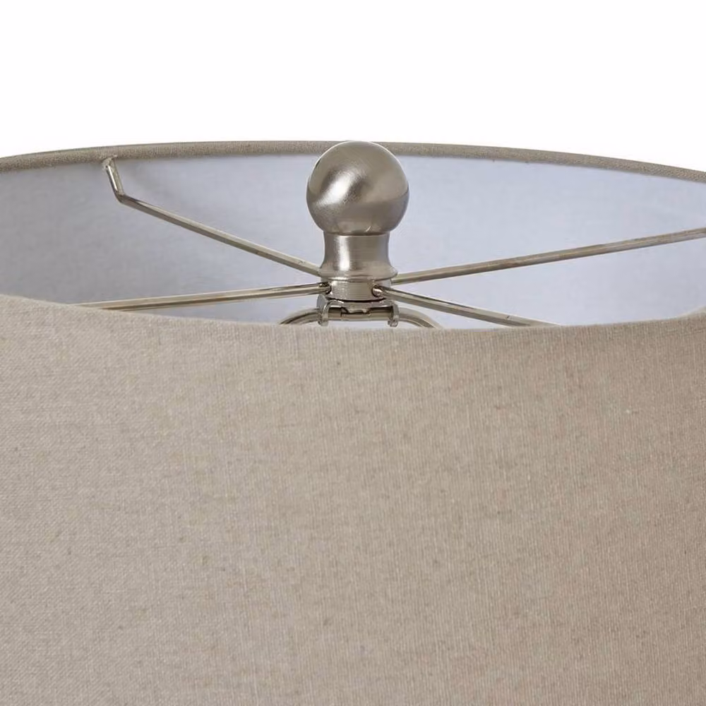 Lemon Pavilion Ceramic Pot Lamp with White Fabric Shade in Green and White, W38 x D38 x H62 cm – 2