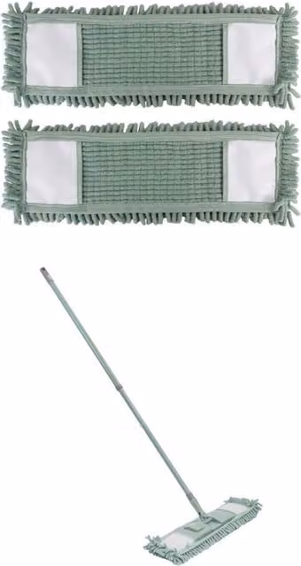 JVL Extendable Chenille Mop with 2 Microfibre Replacement Heads in Green