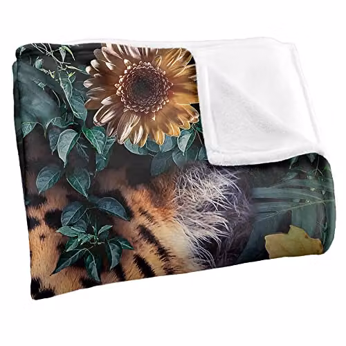 Bcreative Reinders Tiger Silky Touch Super Soft Fleece Throw Blanket, White and Multicolour, W/D/H: 152 x 127 cm – 2