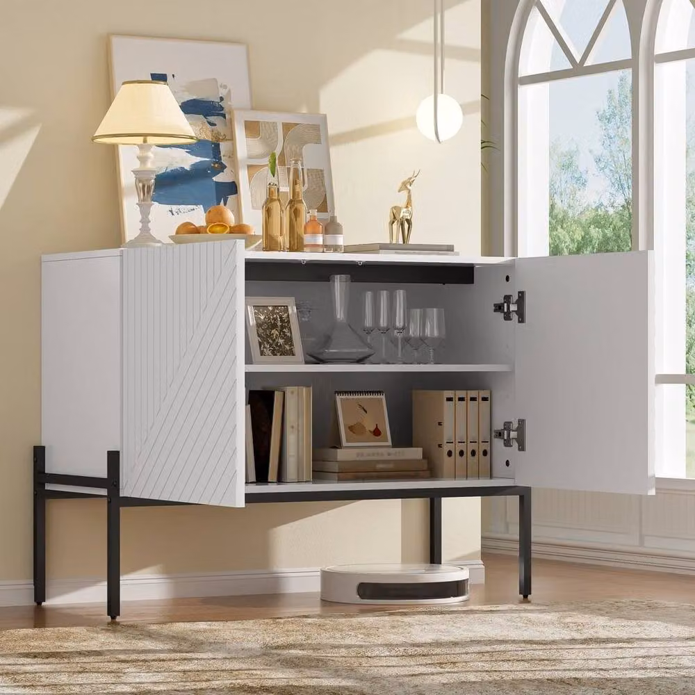 KORVIXA Modern White Sideboard Buffet Storage Cabinet – 3