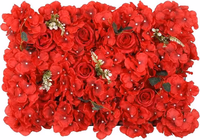 Trimming Shop Red and Green Artificial Floral Wall Panels