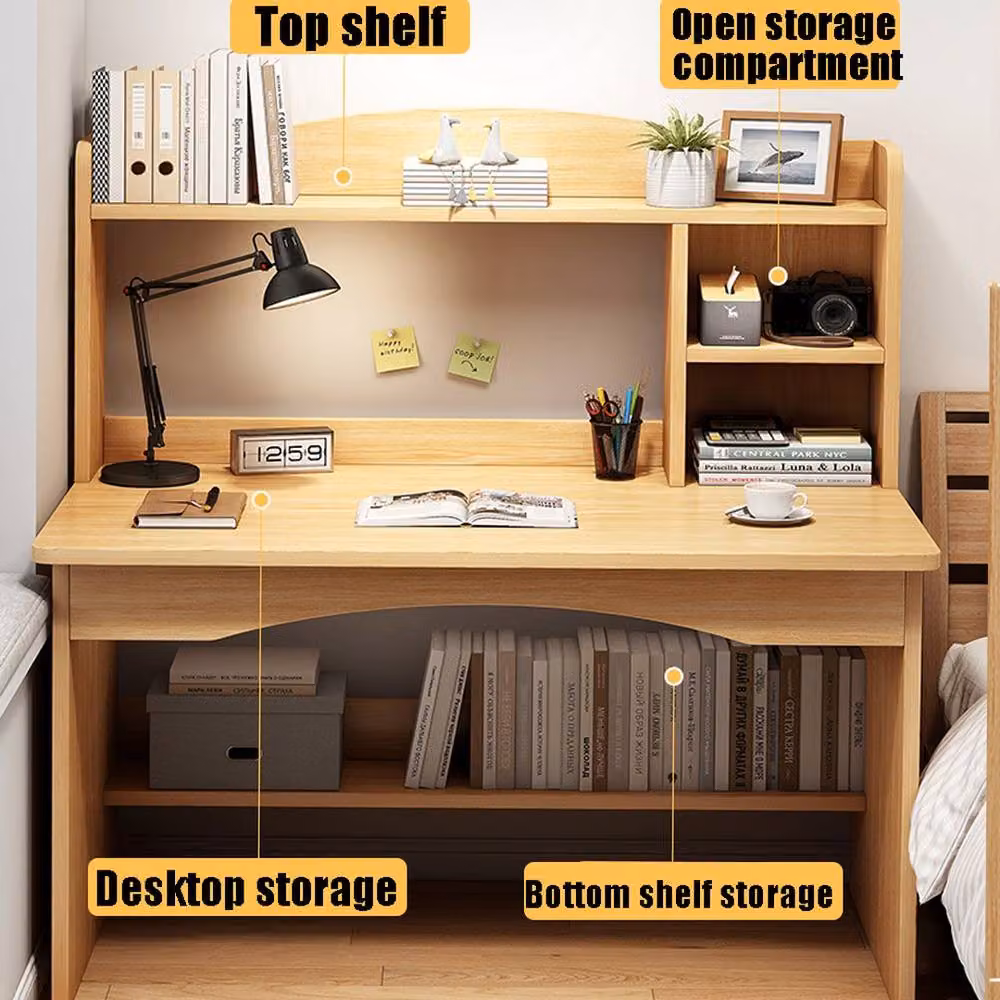 VOGREX Computer Desk with Shelves in Brown – 5