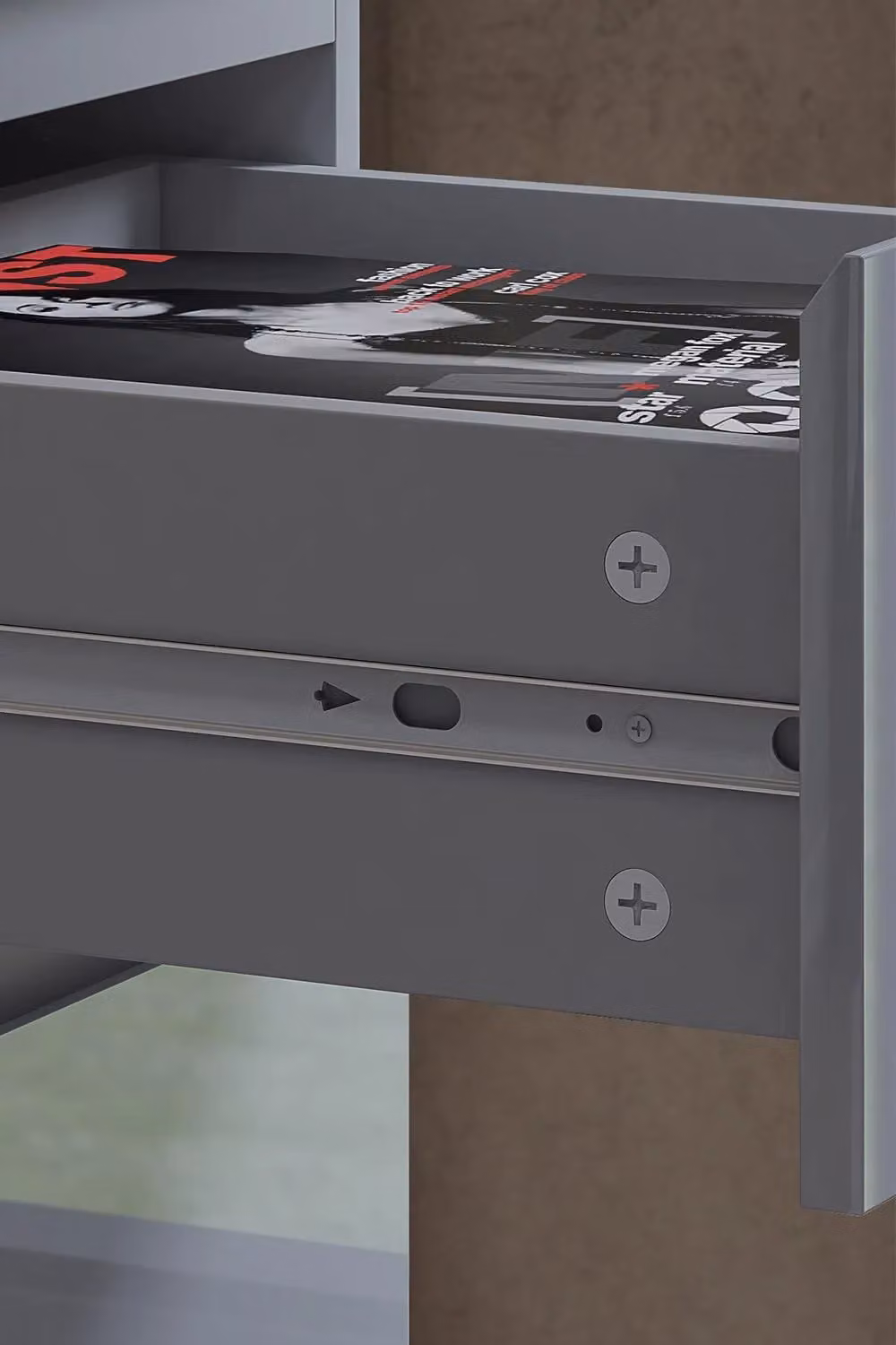 FWStyle Grey Gloss 4 Drawer Tall Slim Chest of Drawers H: 99 cm, W: 40 cm, D: 40 cm – 2