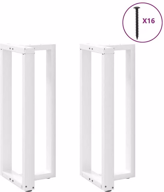 Berkfield Home Modern T-Shaped Bar Table Legs, 2 Pieces, White Steel, W: 40 cm, D: 35 cm, H: 100-101 cm