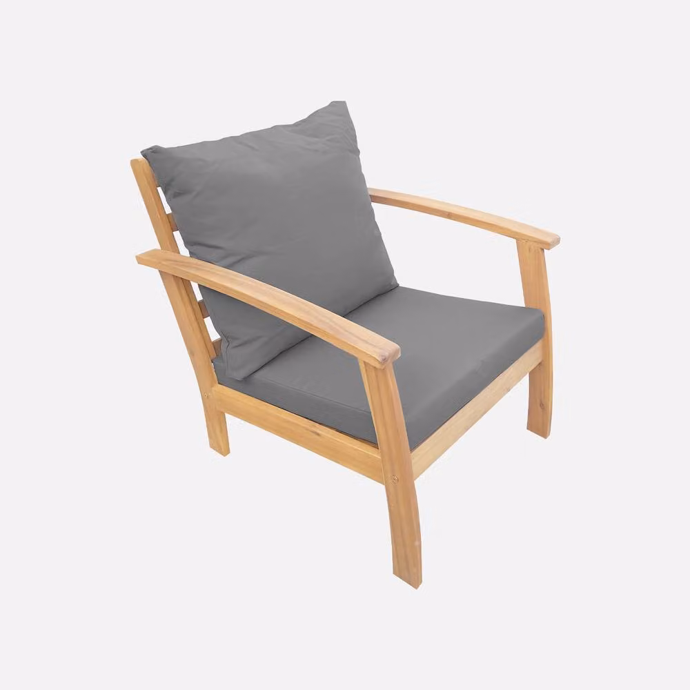 sweeek 4-Seater Modern Acacia Wood Garden Sofa Set in Grey – 2