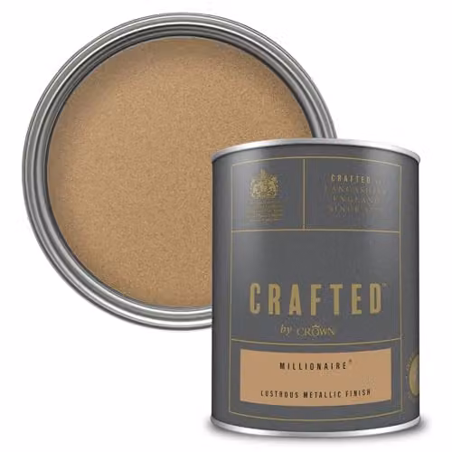 Crown Crafted Millionaire Metallic Emulsion Paint for Walls and Wood, Gold, 1.25 l – 2