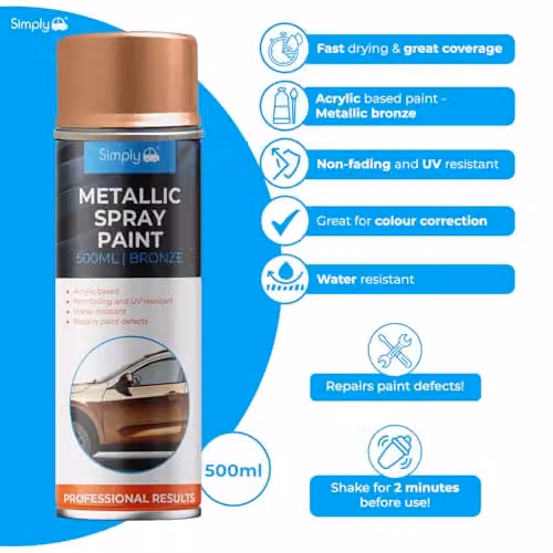 Simply Brands Metallic Bronze Acrylic Spray Paint, 500ml, Quick Drying and Weatherproof – 2