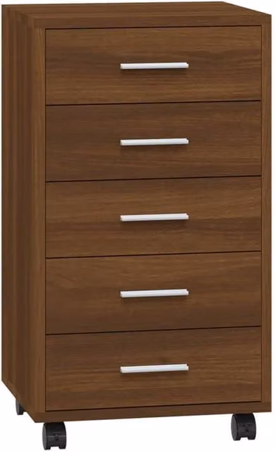 Berkfield Home Brown Oak Drawer Cabinet with Castors