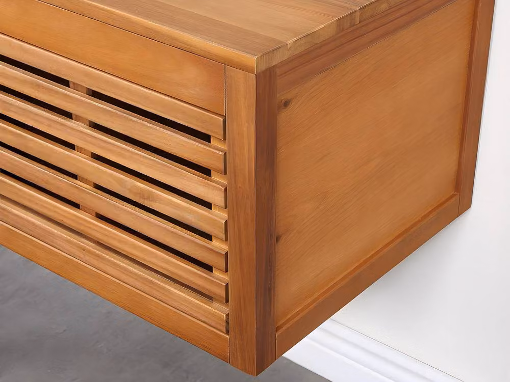 Vente-unique Penebel Acacia Wood Wall-Mounted Bathroom Vanity Unit in Walnut Brown, W: 130 cm – 3