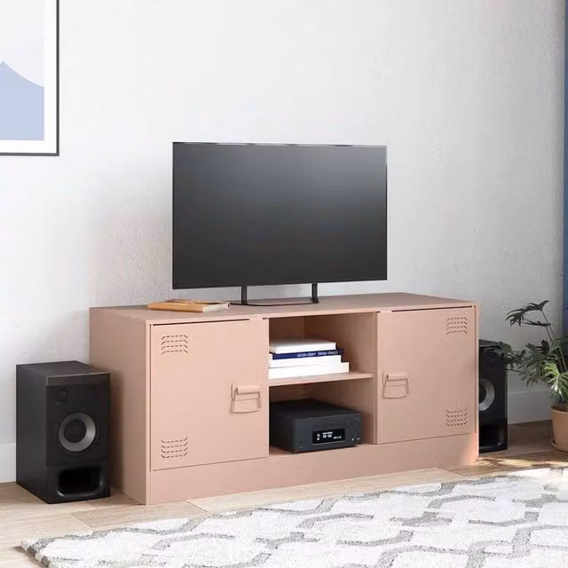 Berkfield Home Pink Steel TV Cabinet, W: 99 cm, D: 39 cm, H: 44 cm