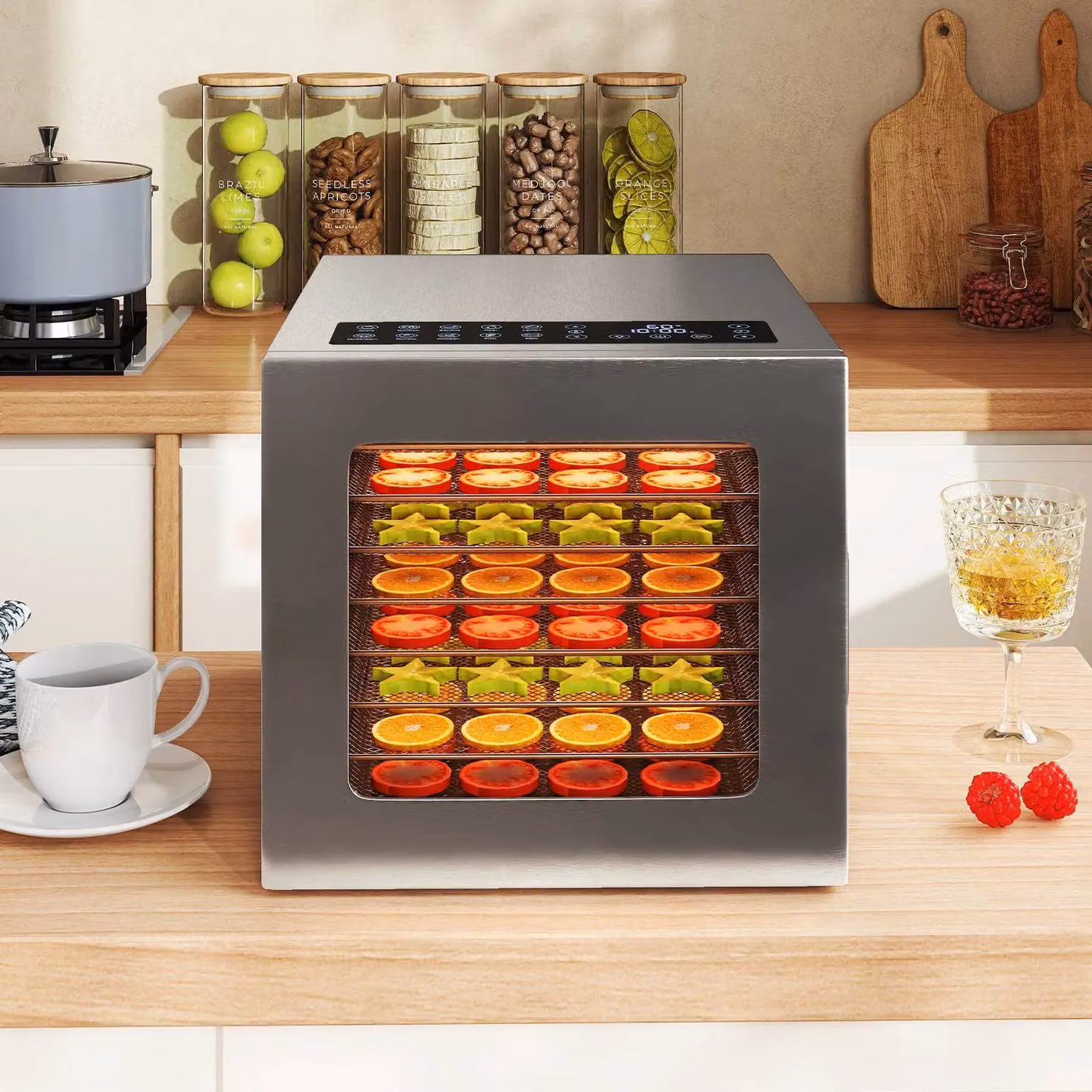 Costway Food Dehydrator Machine with 8 Stainless Steel Trays and Digital Display in Silver – 3