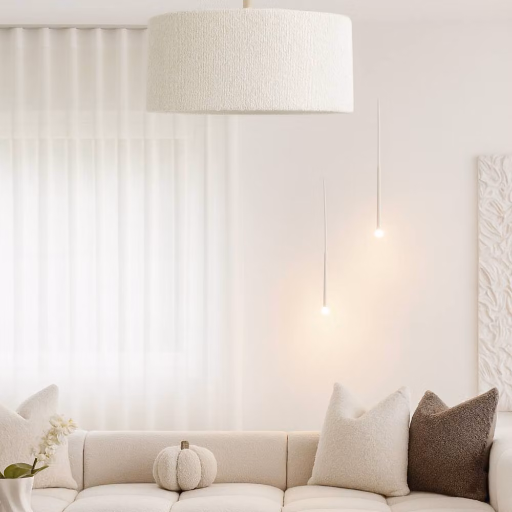 CGC Lighting Petra White Boucle Round Ceiling or Table Lamp Shade, Diameter: 45 cm – 4