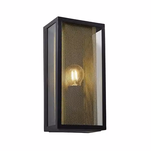 CGC Lighting Silas Modern Black and Brass Outdoor Wall Lantern with Glass Shade – 4