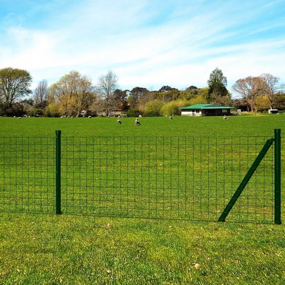 Berkfield Home Modern Euro Fence Green PVC-Coated Steel, W: 25 m, H: 1.5 m – 2