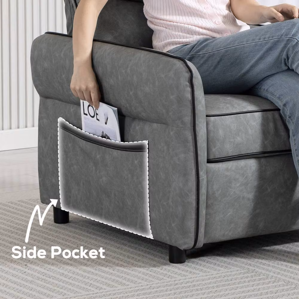 ERGOVEXA Grey Accent Tub Chair with Armrests and Synthetic Leather Upholstery – 6