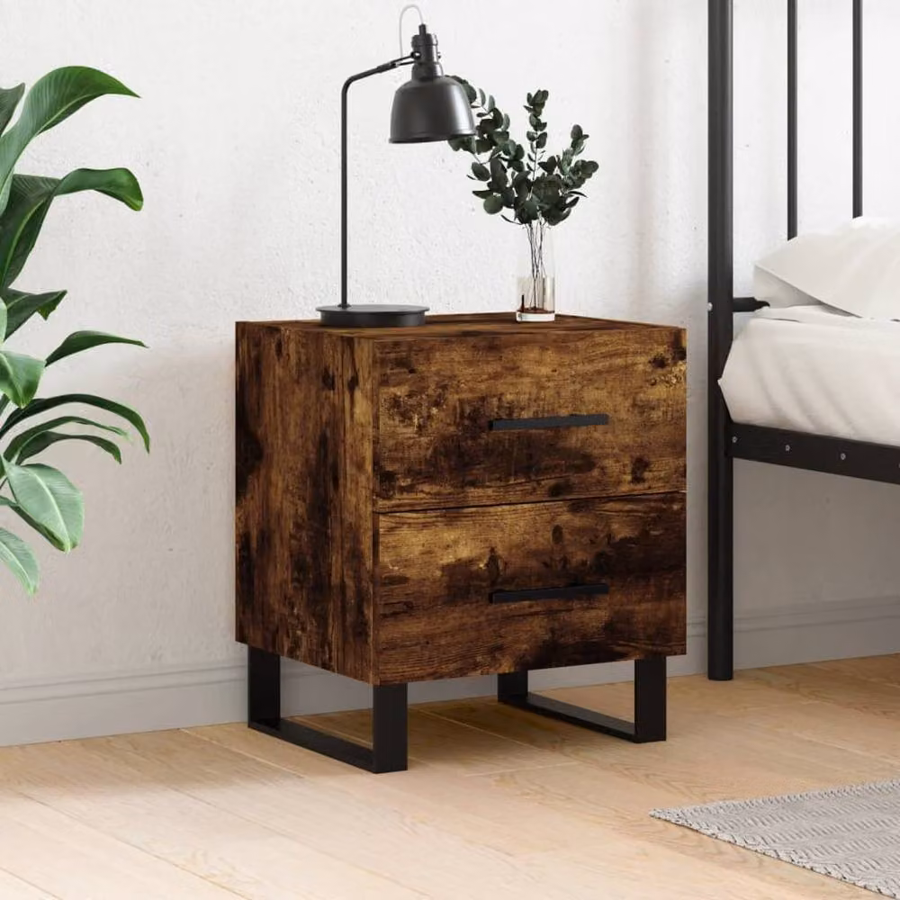 Berkfield Home Smoked Oak Bedside Cabinet, Brown, W/D/H: 40 x 35 x 47.5 cm – 2