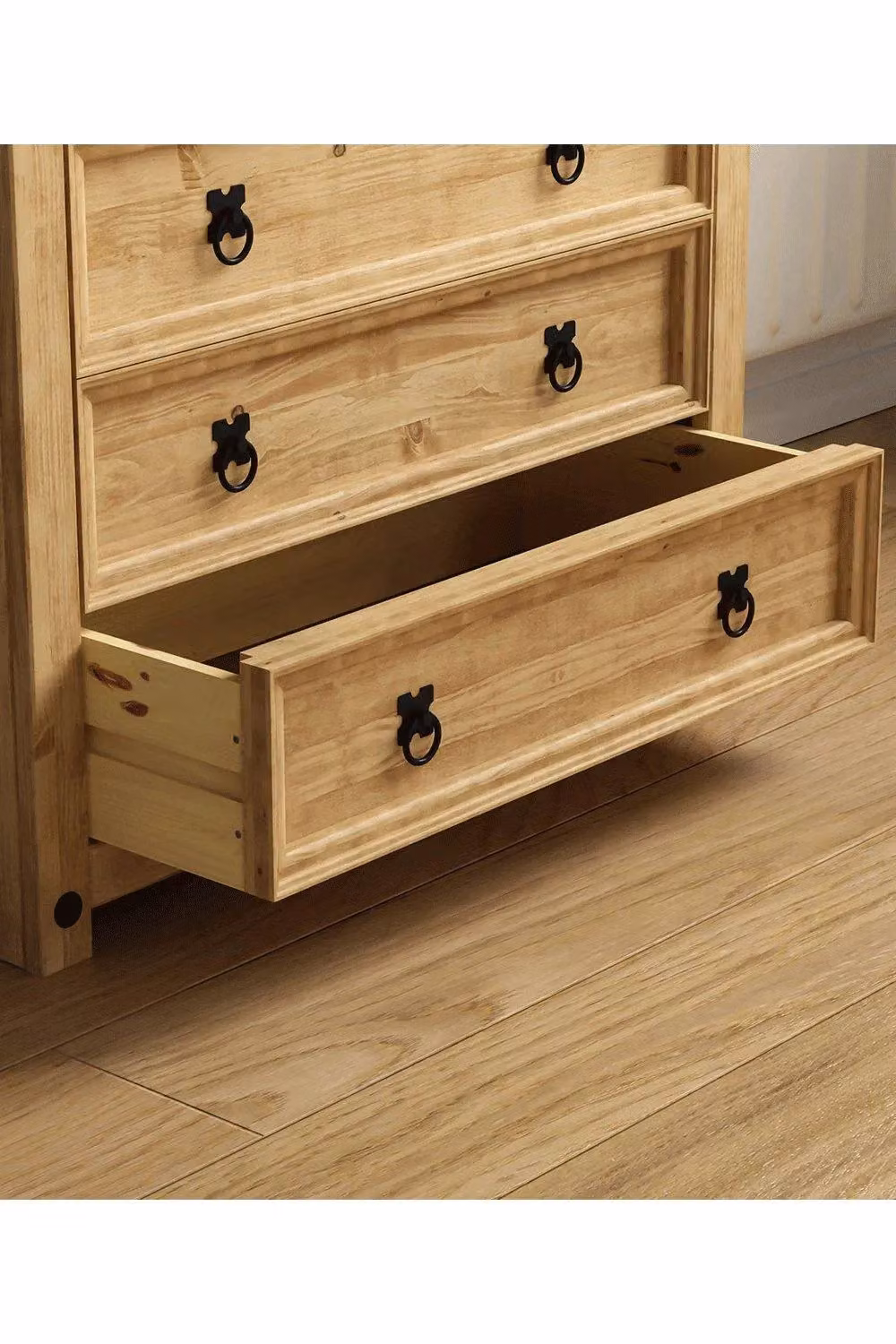 Vida Designs Corona Rustic 4 Drawer Chest in Brown and Black – 4