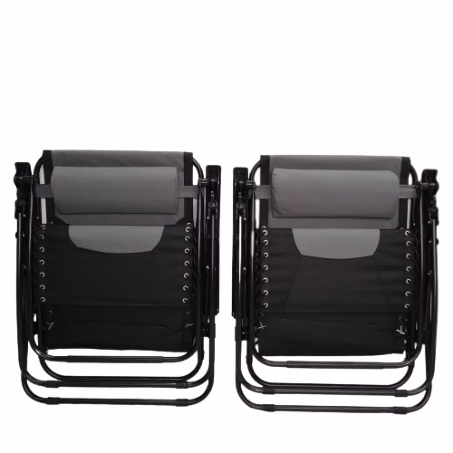 Samuel Alexander Set of 2 Luxury Padded Multi Position Zero Gravity Garden Relaxer Lounger Chairs in Grey and Black – 5
