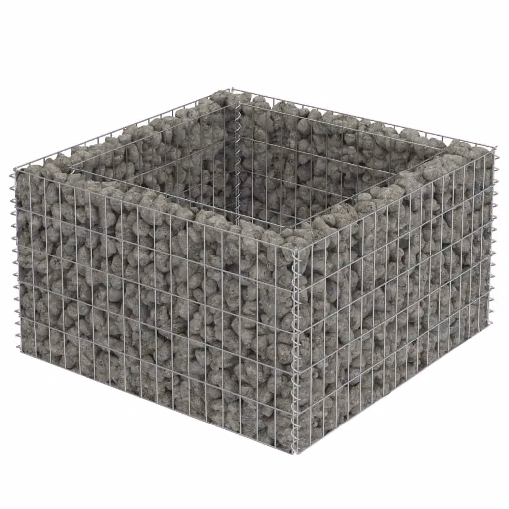 Berkfield Home Silver Galvanised Steel Stone Gabion Raised Bed, W/D/H: 90 x 90 x 50 cm – 2