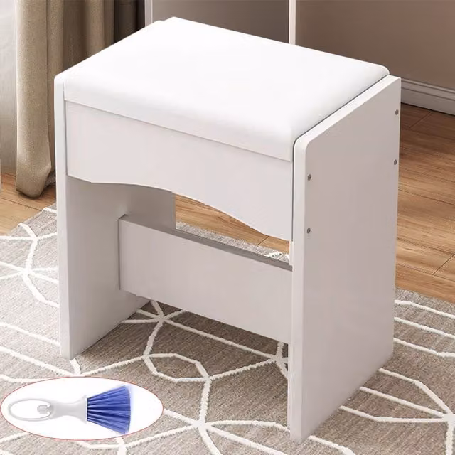 Hinsinc White Dressing Table Stool with Soft Padded Synthetic Leather Cushion, W/D/H: 40 x 40 x 40 cm – 1