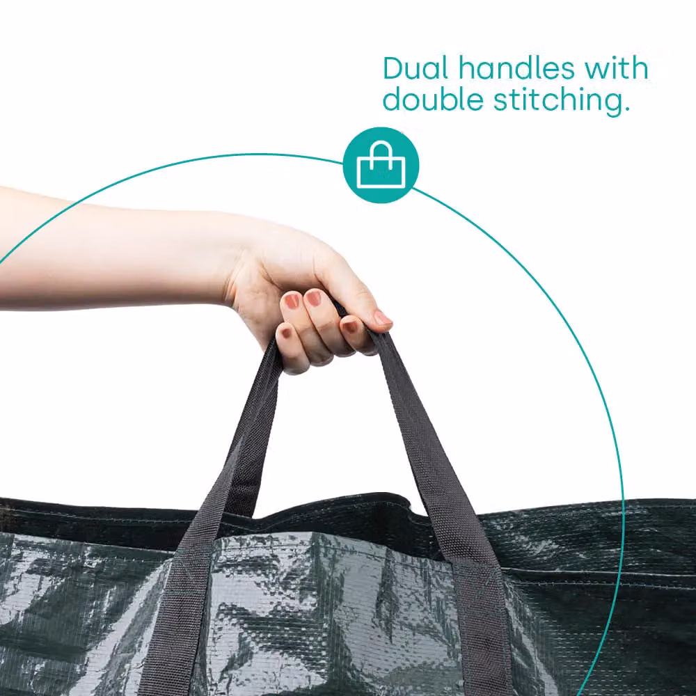 LIVIVO Set of 2 Heavy Duty Reusable Waterproof Garden Waste Bags, 150L, Dark Green – 6