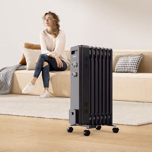 VonHaus 1500W Oil Filled Radiator in Black – 7