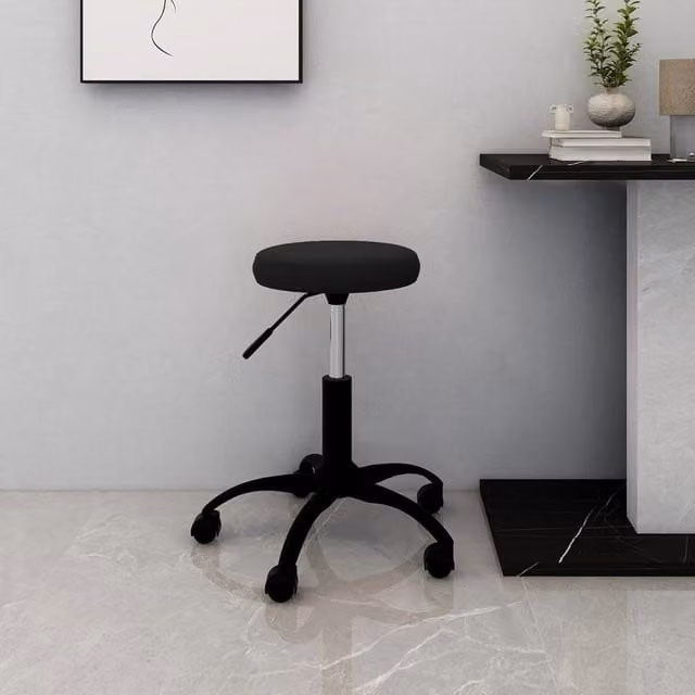 Berkfield Modern Black Velvet Swivel Task Chair for Home Office and Living Room