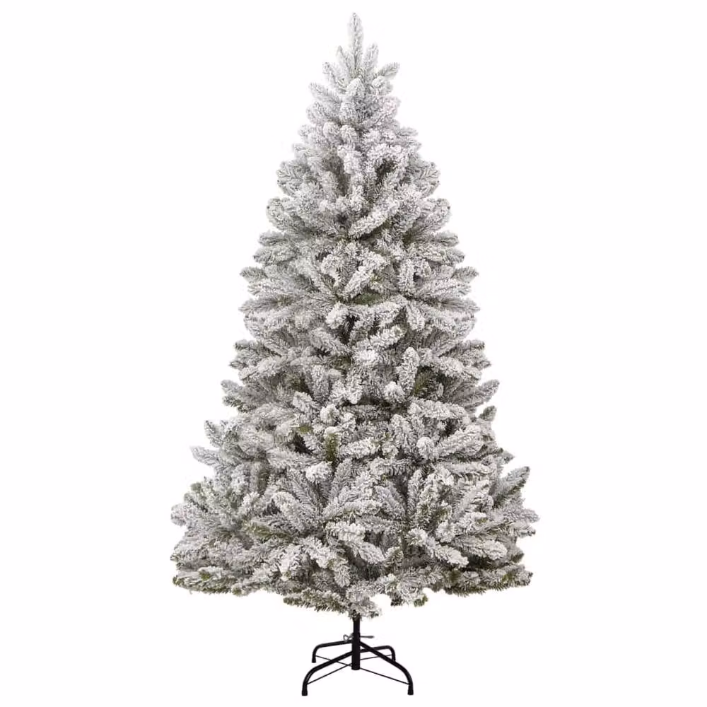 Berkfield Home Beautiful Artificial Hinged Christmas Tree with Flocked Snow in White, Height: 270 cm – 3