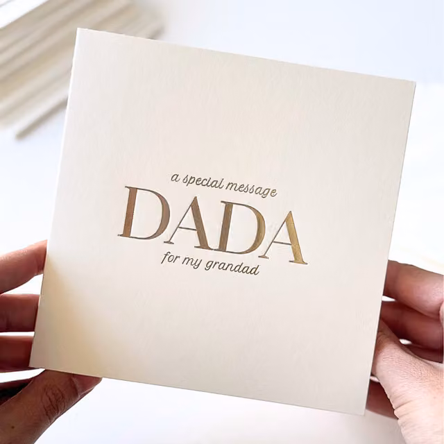 Peacock Supplies Luxury Dada Grandad Special Message Card in White and Gold