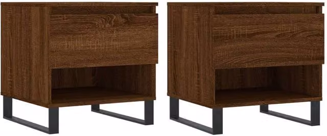 Berkfield Home Set of 2 Modern Nested Coffee Tables, Brown Oak, W/D/H: 50 x 46 x 50 cm