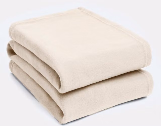 Dreamscene Plain Fleece Throw Blanket in Beige and Yellow, W: 150 cm