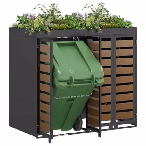 vidaXL Steel Wheelie Bin Storage for 2 Bins, Anthracite, W/D/H: 121.5 x 42.6 x 136.0 cm – 1