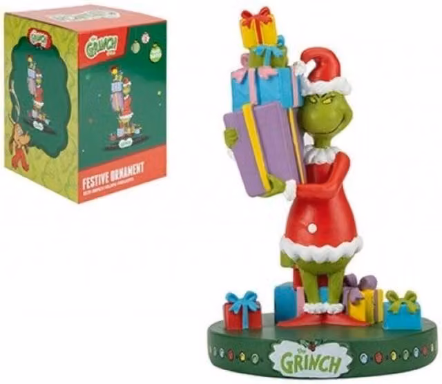 KDMD Grinch Holding Presents Multicolour Christmas Hanging Ornament Figure