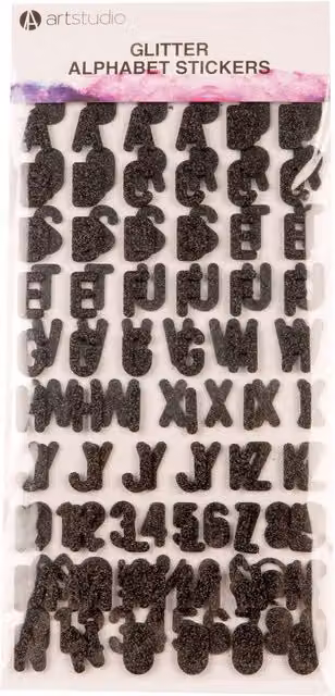 Art Studio Assorted Glitter Alphabet Stickers in Black and White for Children